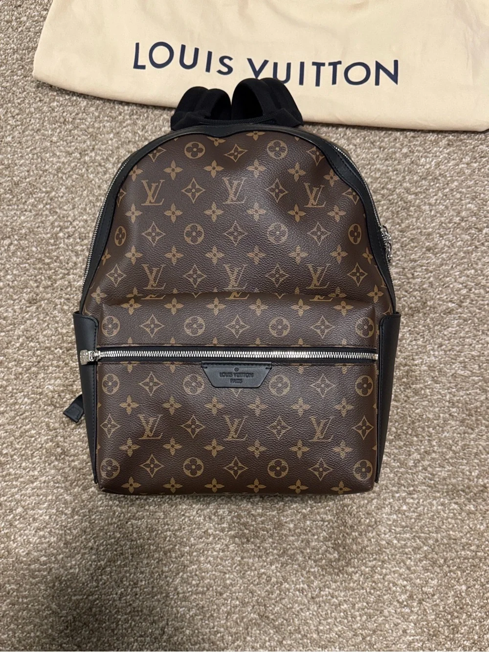 Louis Vuitton Brown Monogram Canvas Backpack with Black Trim